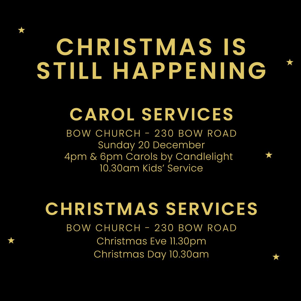 Christmas is still happening at #BowChurch! Click the link to book your tickets: bow.church/christmas