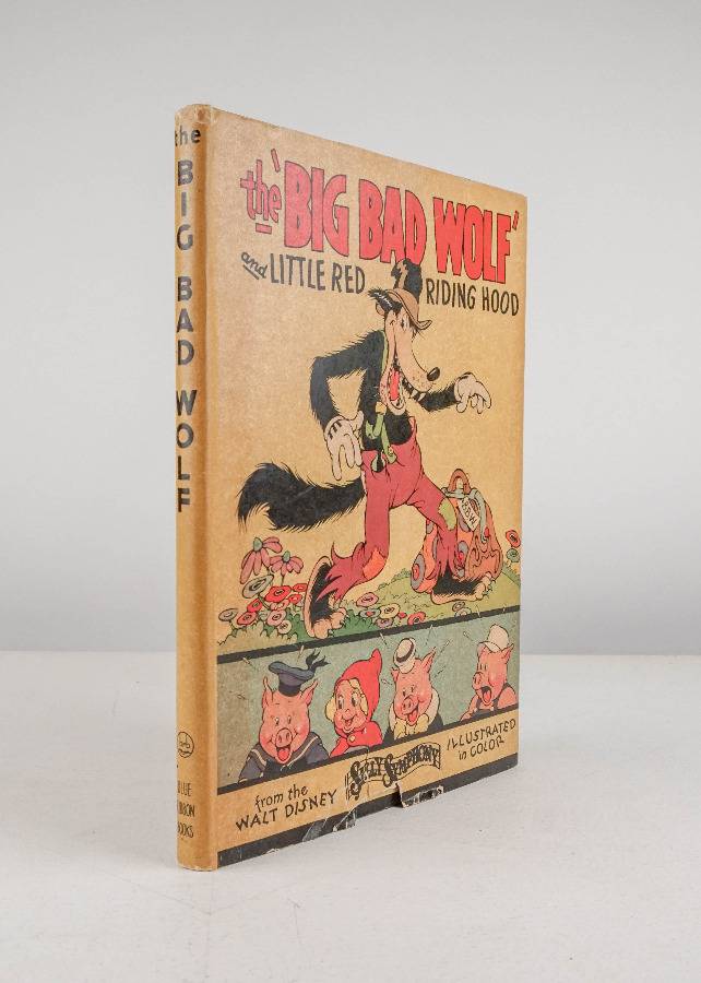 NewAuctions's tweet photo. #Disney, Walt. The Big Bad Wolf and Little Red Riding Hood. Illustrated, including color plates. 4to, publisher's pictorial boards, dust jacket (chipped); light wear, generally a clean and fresh copy. New York: Blue Ribbon Books, (1934) https://t.co/iRsp8TVr9N Bidding is live. https://t.co/i4mMKo339g