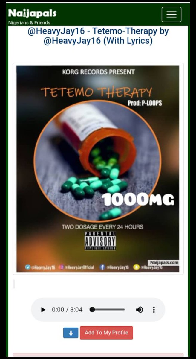 HeavyJay16's tweet photo. #WAHALA_FOR_WHO_Never 

#Download📥 and #STREAM⏯️🎧 [ #Tetemo_Therapy ] by @HeavyJay16 on @Naijapals &amp; @Gistmania .

Available Link Below👇🏿⤵️⬇️,

https://t.co/dxOlOZfo2r  #Spread!

#Maximum_RESPECT to my Two #FAV CANADA🇨🇦 Dynamic @DJDamiger🇨🇦 and @DJMAGICFLOWZ🇨🇦.

#RespectThaDJ https://t.co/CskaWX84Tv