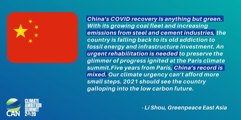 China: "Beijing has the potential to do more. To peak its emissions earlier than 2025 is still something it should strive for. A lot needs to happen at the domestic front. 5 years from  #ParisAgreement, China’s record is mixed"- @LiShuo_GP  @GreenpeaceEAsia  #ClimateAmbitionSummit