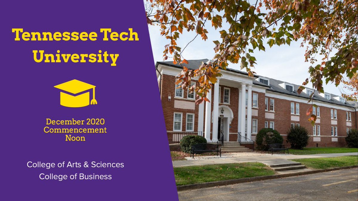 tennesseetech's tweet photo. Fall graduates from the College of Arts & Sciences and the College of Business will be honored in a commencement ceremony at noon today. Watch live: https://t.co/4oakQdwQp5
#TNTechGrad 🎓 #TNTechBusiness https://t.co/jbc32euSGO