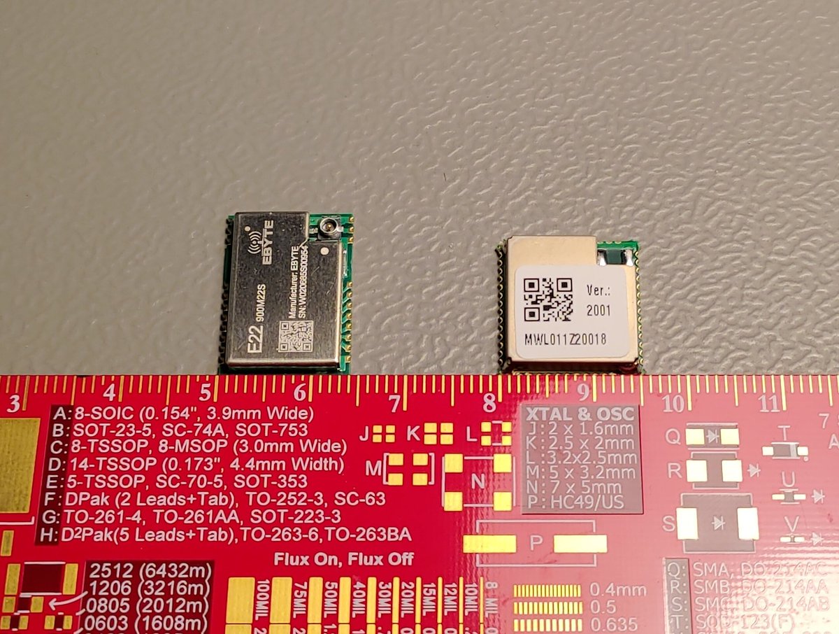 SoC level integration vs discrete IC based #LoRa modules.
Both of these come with a SX1262 LoRa transceiver, but one has a #STM32. Guess which one?