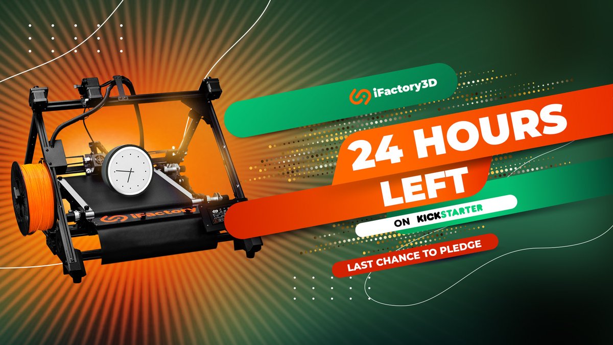 Ifactory3dO's tweet photo. Dear 3D printing community,
Thank you for being with iFactory team during its journey on the Kickstarter. It’s left 24 hours before the final countdown, so don’t miss your chance to help finding homes for iFactory One.
Magic is in the simple things! https://t.co/Pnb9gLIGUC