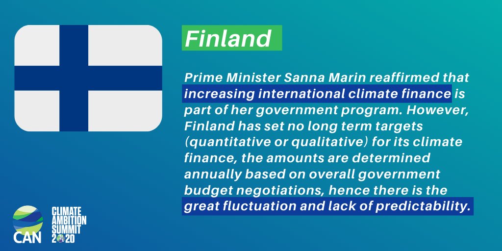 Finland: The  @FinGovernmentmust “ensure that climate finance amounts are new and additional to Finland’s development cooperation budget, possible increases in  #climatefinance would not come at the expense of shrinking funds for development cooperation”-Finnish Development NGOs