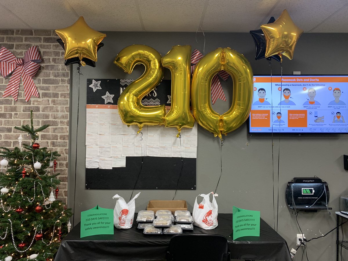 210 days safe!!!! A huge thank you to all the associates for keeping safety top of mind!!! <a href="/DJJKsanchez/">Donny Sanchez</a> <a href="/PabstBen/">Ben Pabst</a> <a href="/DerekGuidroz/">Derek Guidroz</a> <a href="/oda427/">oda42</a> <a href="/ReneeTaylor13/">Renee Taylor</a> <a href="/THD_JEN/">Jen Cohen</a> <a href="/HDPollock/">Don P</a> <a href="/DNehk/">Dawn Nehk</a>