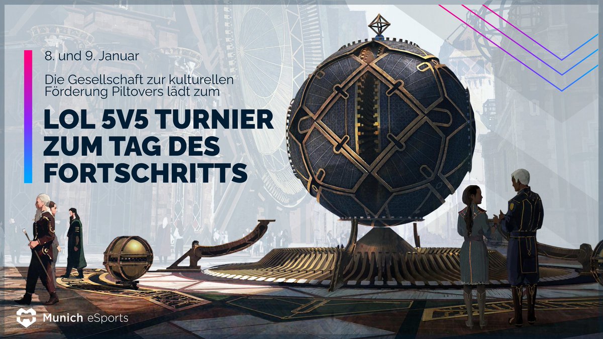 Wir laden ein zum #LoL Turnier am 8. und 9. Januar.

Es wird eingeteilt in ein Low und High Elo Bracket mit Preisen für beide Brackets. Das beste daran? Es wird in Character gecastet! Freut euch also auf zwei Tage in Piltover!
Anmeldung:
toornament.com/en_US/tourname…

#PlayYourHeartOut