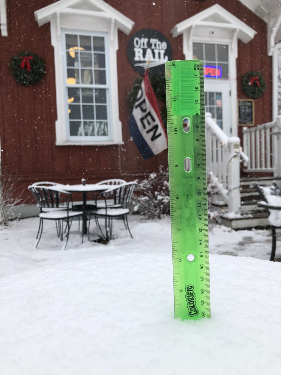 Hi <a href="/Mark_Baden/">Mark Baden</a>! About 4” at Off The Rail in Elkhart Lake. Happy Holidays!