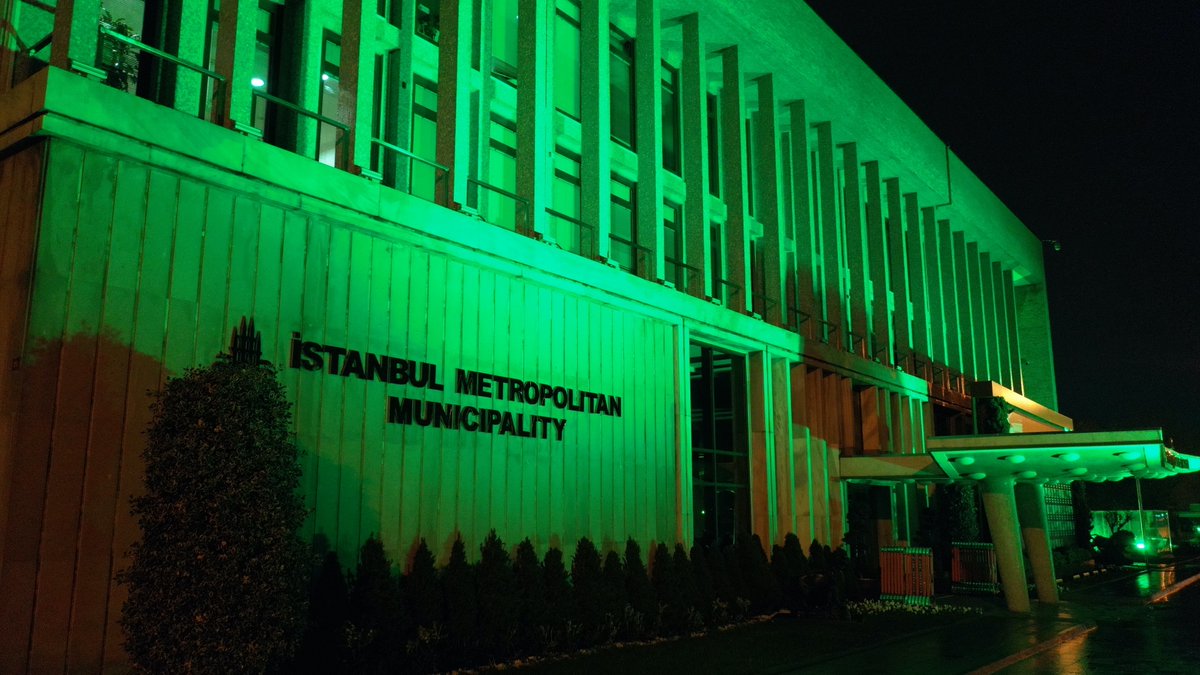 IMM Headquarters in Saraçhane is lit up green tonight alongside many other cities worldwide to honor the goals of the #ParisAgreement. Together with fellow <a href="/c40cities/">C40 Cities</a> we commit to building a brighter, fairer and more sustainable world for all.