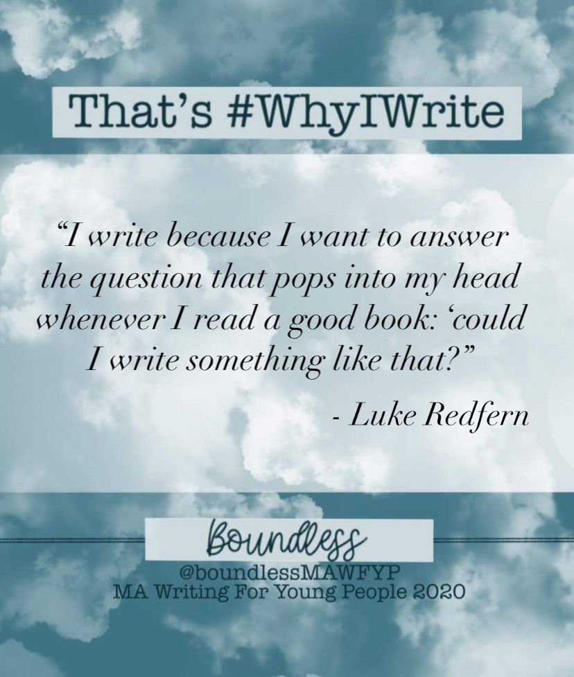 MAWFYPAnthology's tweet photo. Our first #AuthorIntroductions tonight is Luke Redfern!
Find him on Twitter: @Luke859
Luke has recently won the United Agents Prize for Most Promising Writer so you absolutely don’t want to miss his middle grade novel! First, we asked Luke to tell us why he writes... #WhyIWrite https://t.co/lGFGWcnsMK