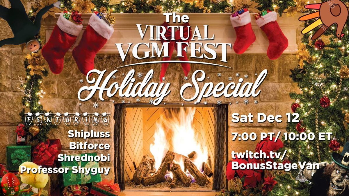 OngakuOverdrive's tweet photo. Our friends at @BonusStageVan have a festive show tonight on https://t.co/KUM892qdgu. @ProfessorShyguy, @bitforceband, and more will be performing! 🎄☃️🎅 https://t.co/IkigrpDSqA