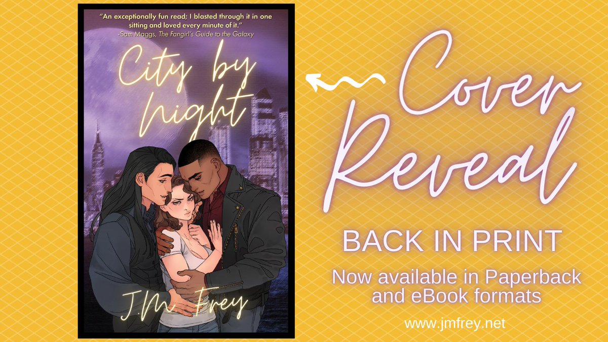 scifrey's tweet photo. Hey! Guess what? It's #COVERREVEAL day!
Art by the ever-talented #Archia and design by the incomparable @iamrodneyvsmith.
And yes, that means #CityByNight is back in print, and you can pick it up from your fave bookstore in paperback or ebook formats!
https://t.co/oPZ9Lu7gMn https://t.co/rP7jtvDRQA