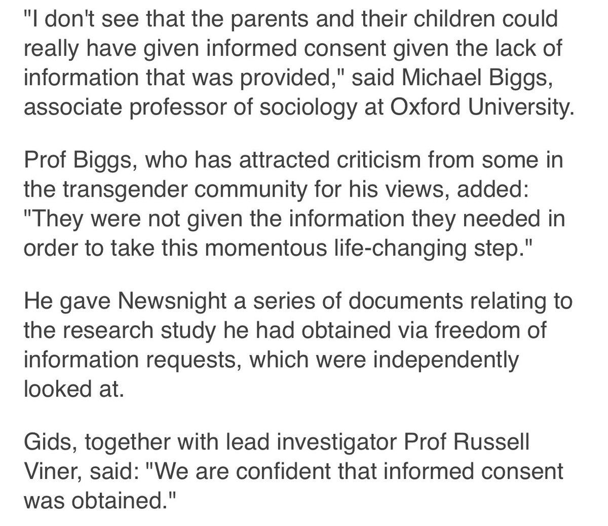 In July 2019, Biggs’s research was covered by Hannah Barnes and Deborah Cohen’s on Newsnight