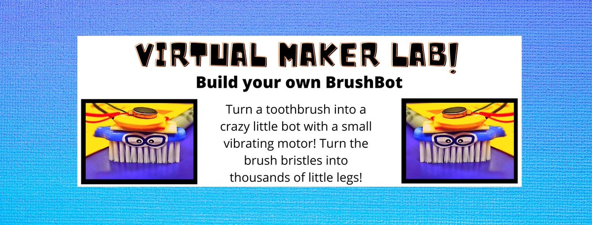 SMaRT_Ed_cv's tweet photo. Join us (virtually) on Dec 21st at 9:30am for our Build Your Own BrushBot Maker Lab!  
Materials will be available for pick Saturday Dec 19th, from 10am to 12pm at our science and technology center in Palm Springs. 
Get more info and register at https://t.co/ijBPEPW36h https://t.co/nVVqYRioRg