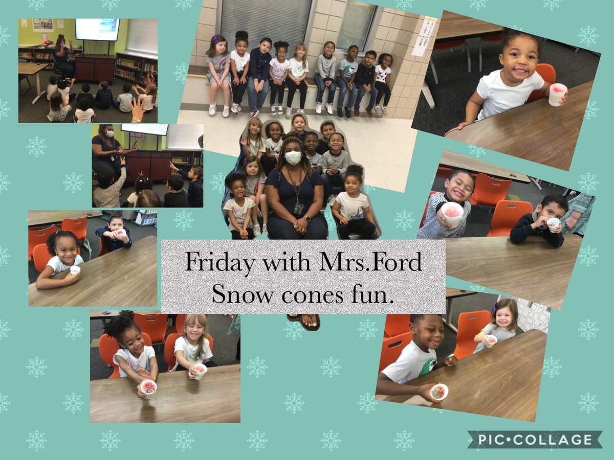 MsDCollins22's tweet photo. Our PreK clubs enjoyed #FridayswithMrsFord reading a story about playing in snow, then enjoying some Christmas theme snowcones @Swimmervee @LibraryRidge @HumbleISD_RCE https://t.co/Ko9eLDjab8