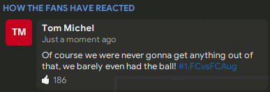 DeepSleepingPM's tweet image. I normally ignore the social feed as it&apos;s about as useful as a hole in the head, but this one... Tom, mate, we won 2-0. #FM21