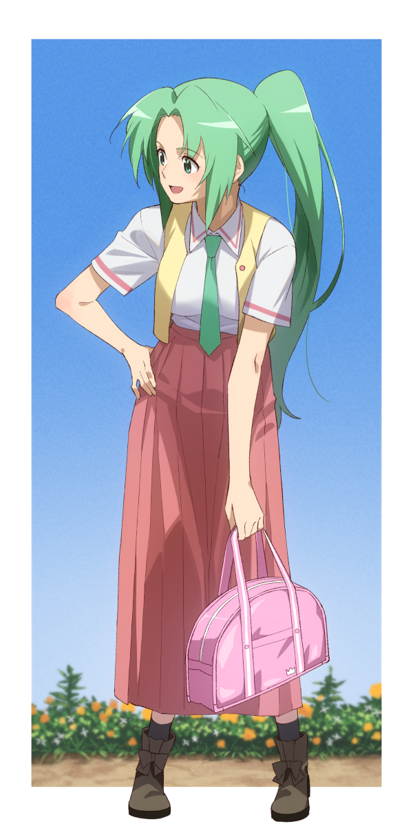 sonozaki mion 1girl solo skirt long skirt green hair long hair green eyes  illustration images