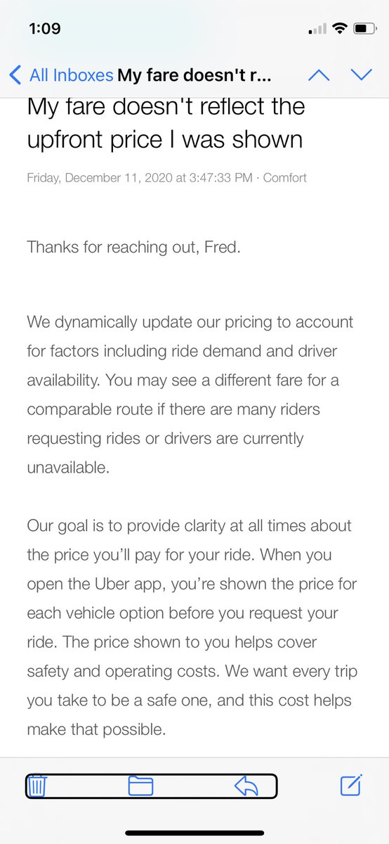 So, this is the response I got from <a href="/Uber_Support/">Uber Support</a>  <a href="/Uber/">Uber</a>  wben ask why the price I was shown before I requested the ride, different at the end when I made no changes and a driver was 5 minutes away from the pickup. #uber lie