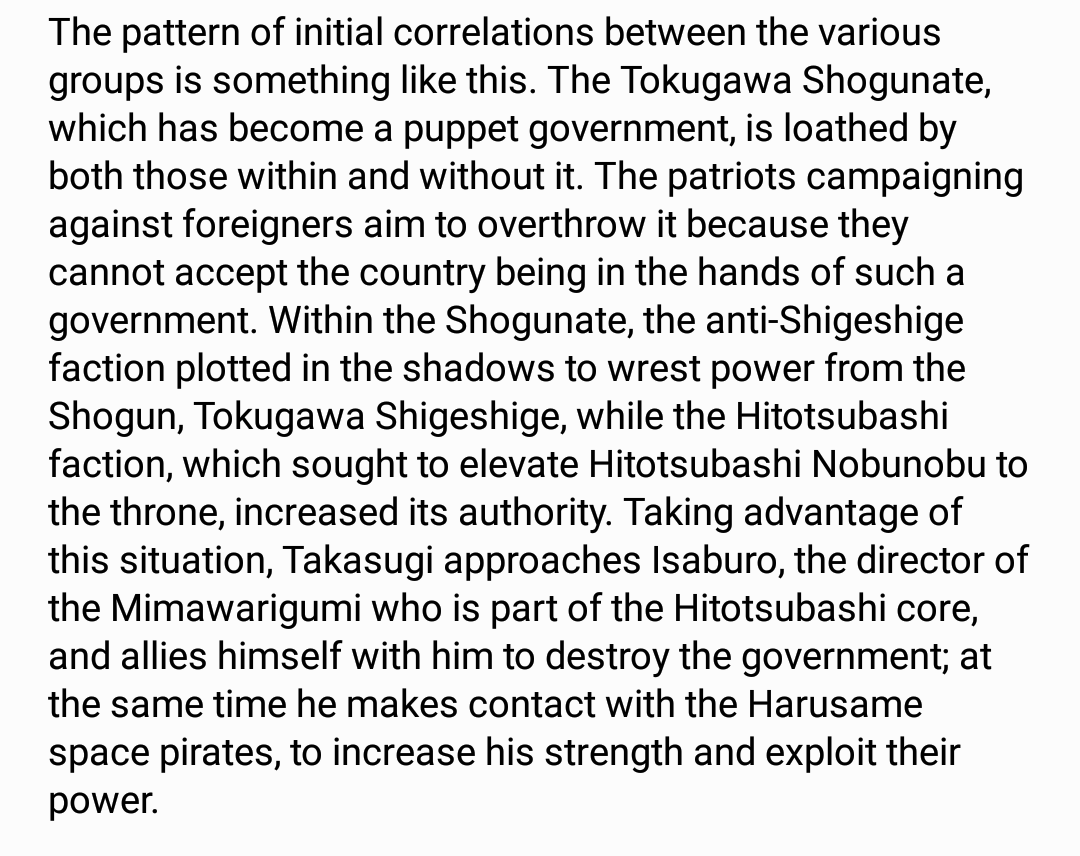 Summary of the political conflicts and the connections between the Tendoshu, Naraku and the Harusame by Sorachi from Gintama vol. 62 (translated). Events summarized are between 4 Devas Aftermath (ep. 215) and FS.Note: It's one long ass summary.
