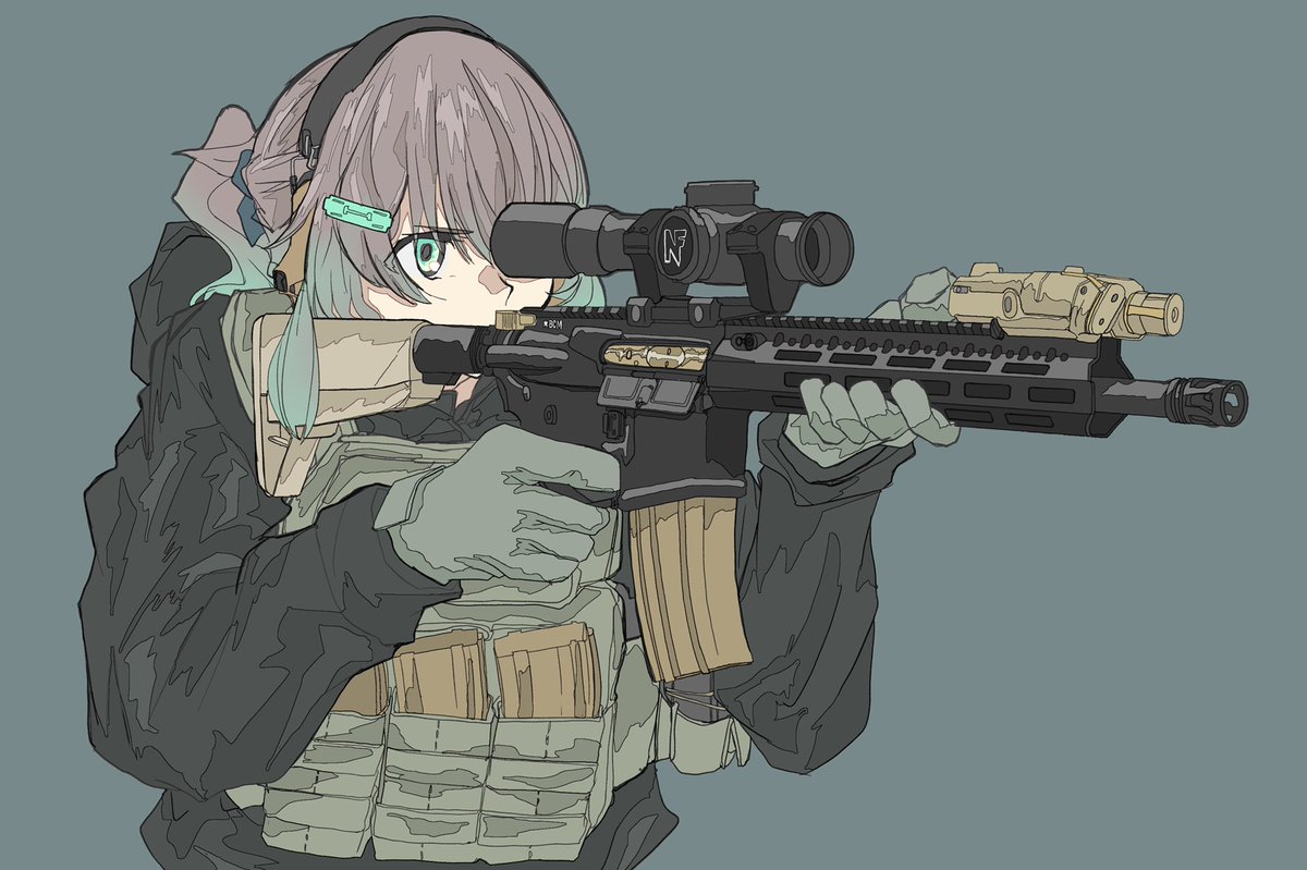 1girl weapon gun solo gloves rifle assault rifle  illustration images