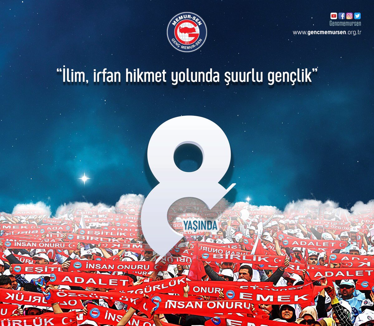 Genç Memur-Sen’imiz 8 Yaşında

“İlim,İrfan ve Hikmet Yolunda Soylu Gençlik” şiarıyla yola çıkışın 8.yılı..

Ülke genelinde teşkilatlarıyla yüzbinlerce gencin adresi,umudu ve çalışmalarıyla gururu olmaya devam ediyor.

#GencMemurSen8Yasında <a href="/gencmemursen/">Genç Memur-Sen</a> ⁦<a href="/ADEMgenelmerkez/">ADEM Genel Merkez</a>⁩