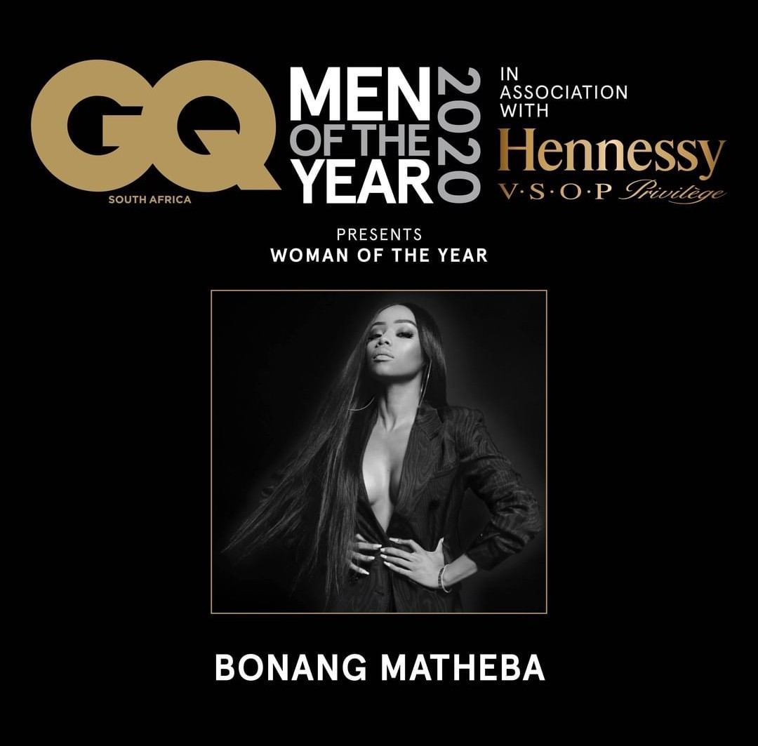 The_BForce's tweet photo. Congrats Queen @bonang_m on your #GQMOTY2020 Woman of the Year Award.  🥂 💃💃

@GQdotcoza #MOTY https://t.co/WvMNQkJkdB