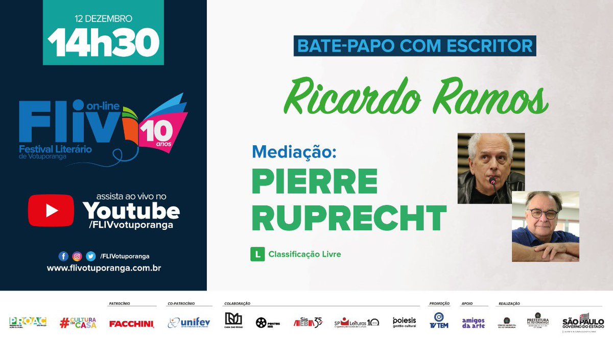 flivotuporanga's tweet photo. 📖 O escritor Ricardo Ramos Filho participou do bate-papo com Pierre Ruprecht.
#fliv2020 #flivonline #fliv #flivvotuporanga #livros #literatura #danca #musica #escritor
@facchinisa @unifevvotu @casadasrosas @tvtemoficial @amigosdaartesp @PrefVotuporanga @governosp https://t.co/isATf7gN6L