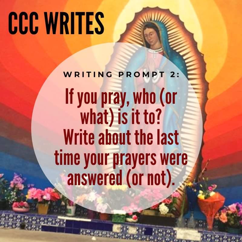 ChicanaChingona's tweet photo. And #CCCwrites is back! Happy Dia de la Virgencita! Enjoy these spiritual themed writing prompts. Remember, there is no time frame. Write today, tomorrow, or later in the week. These prompts will be here anytime to help you #keepwriting. #writingprompts #ChicanasCholasYChisme https://t.co/no3E3MCMWg