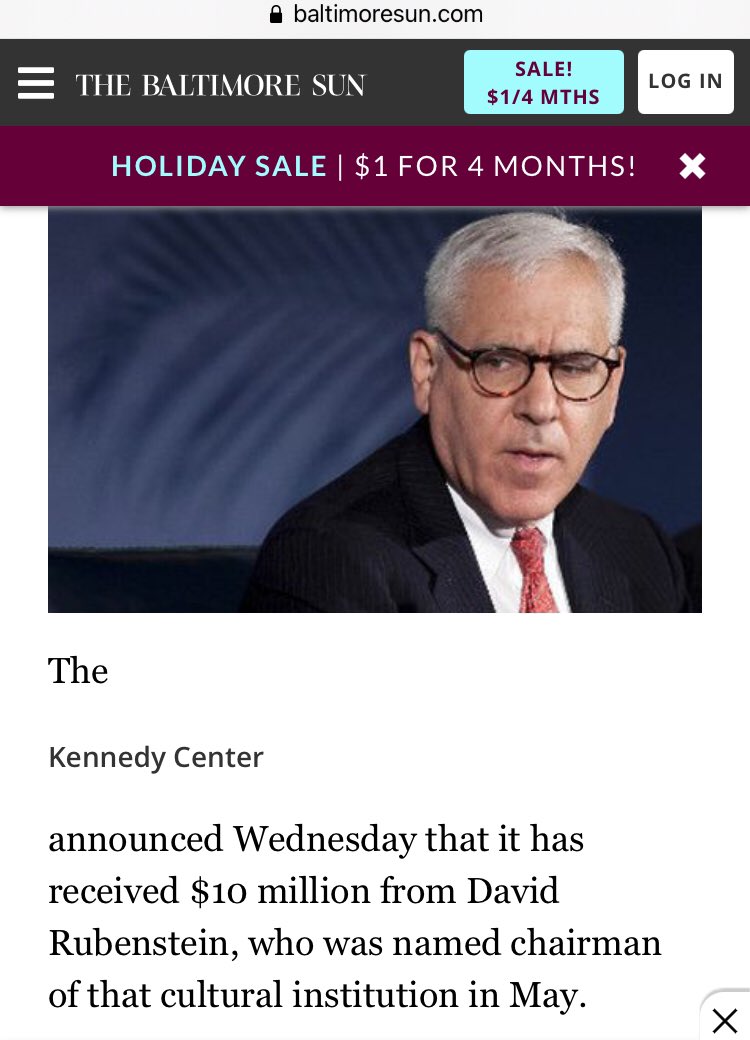 4) He became chairman & donated a large amount of $ in 2010 when the Kennedy Center hired Christoph Eschenbach