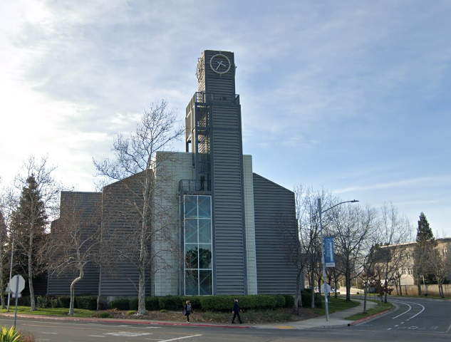 The UC Davis Medical Center gas plant's smokestack is cleverly disguised as a clock tower. What time is it? Time to shut down this gas plant.
