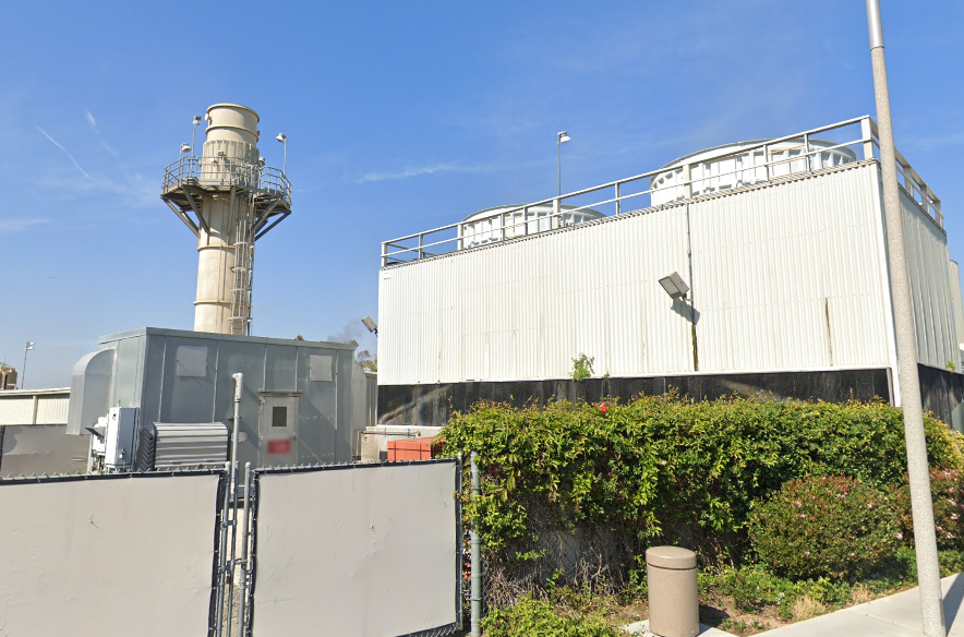 UC Irvine's gas plant pumps CO2 into the air next to the athletics building and the outdoor swimming pool, heated, no doubt, by steam from the gas plant.