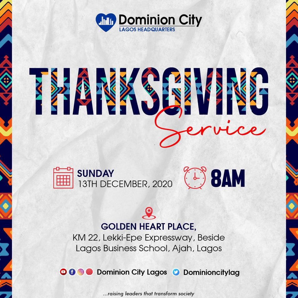 dominioncitylag's tweet photo. This week we have praised God in our various dialect and tomorrow we wrap it up in grand style. Don't miss it!
As you plan to dance in praising God, don't forget to praise Him with your substance.
Time: 8:00am
#RTG2020
#Rainbowthanksgiving
#TribalPraise https://t.co/Fycipzg8cs