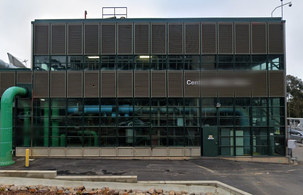 Here is UCSD's gas plant seen from street level. Apparently, Google Maps does not want you to know what this is.