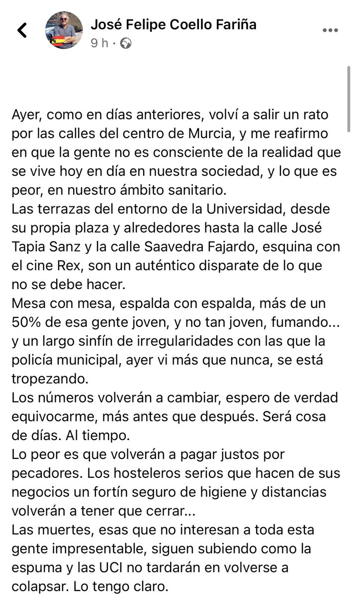 luisalcazar_'s tweet image. Concejal de Sanidad de Murcia, médico de formación. Coello, como siempre, hablando —escribiendo— claro. En Facebook. #coronavirus #terceraola