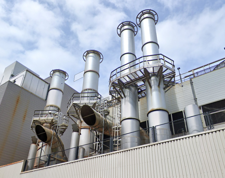 Here is UCSF's gas plant from the street level. To their credit, no effort was made to disguise the smokestacks.