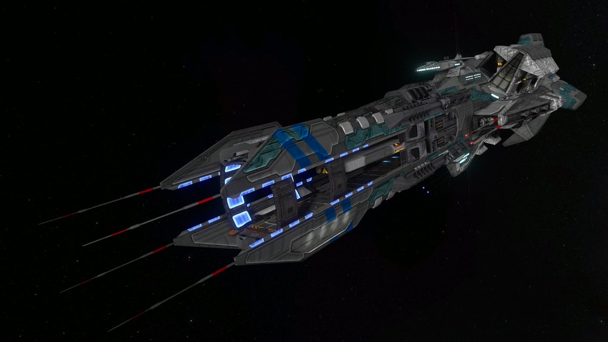 MatthTheGeek's tweet photo. If you ever wondered what the Narayana Pre-refit (or Prefityana for short) could look like, here is my take on it. Kitbashed with Solaris parts (the TC, not the ship), WIP. https://t.co/ml5l9dfT1c