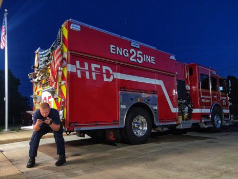 Tobia698's tweet photo. On Thursday, the crew of @HFDVA #Engine25 ( Lt. Knighten, FF Brunk, & FF/AEMT Joel Bradley) ran a critical shooting call followed by an MVC w/ medical cardiac arrest in which the crew obtained ROSC. I could not be more proud of this Department. #strivingforperfection https://t.co/mlIuUSzntE