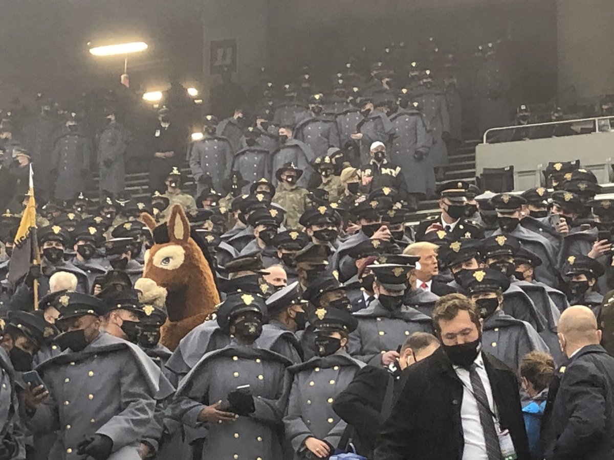 Pictures of President  @realDonaldTrump in the crowd at Army-Navy Game