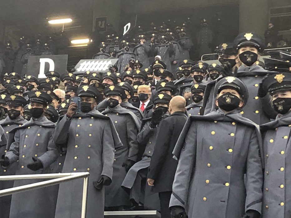 Pictures of President  @realDonaldTrump in the crowd at Army-Navy Game