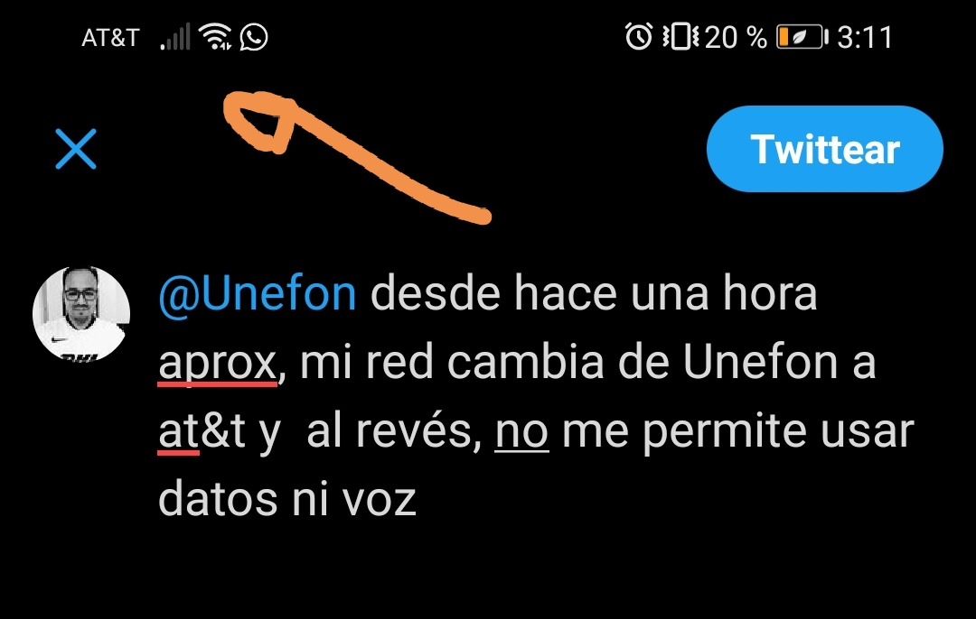 aaleksmen's tweet photo. @Unefon desde hace una hora aprox, mi red (Unefon) cambia de Unefon a at&amp;t y  al revés, no me permite usar datos ni voz, que sucede? https://t.co/bpnKOV1xKs