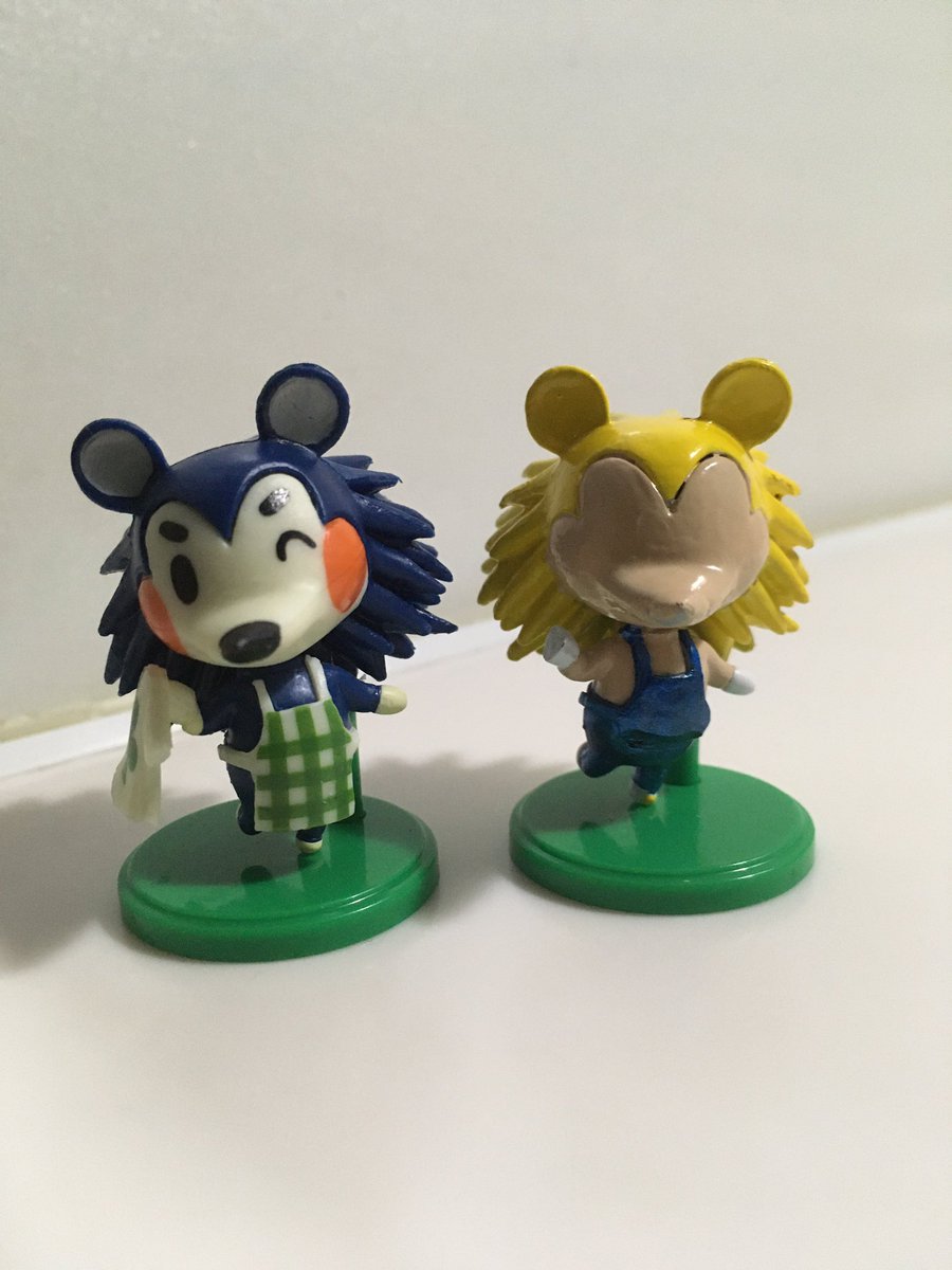 Jの草動 あつ森チョコエッグフィギュア きぬよが被りすぎるから魔人ベジータ風にリペイント途中 女の子はパテで顔だけ完成