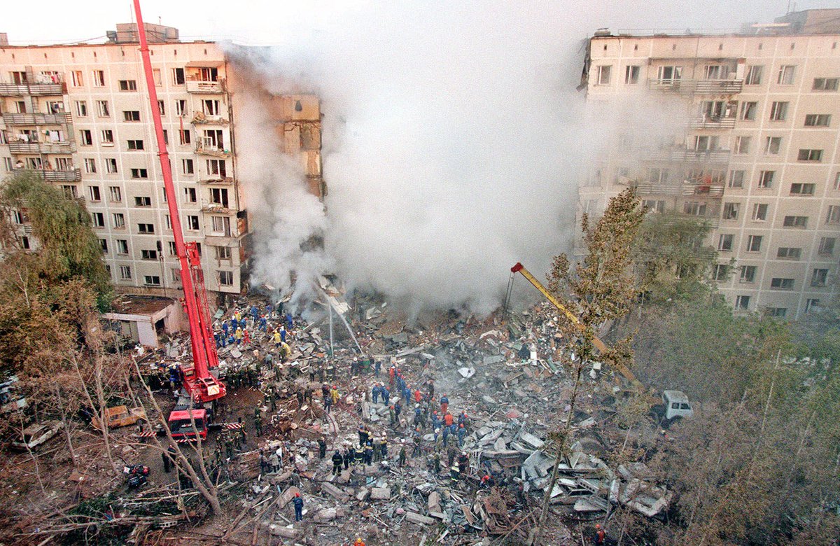 30) A series of apartment bombings erupted in Russia in September 1999, lasting about two weeks and killing almost 300 people. The official story from Russian President Vladimir Putin and the Federal Security Service (FSB) indicated that Chechen terrorists were responsible.