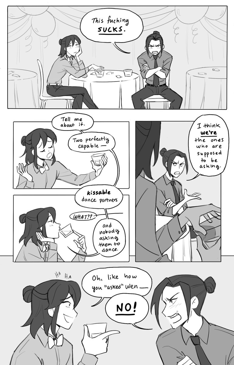 day 11 of #SangchengMonth2020 is modern school au so here's 4 pages of sangcheng at prom ??? 