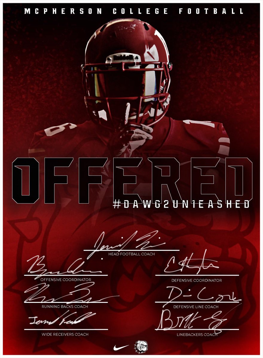 Very thankful and humbled to receive an offer from McPherson College <a href="/BryceChavis/">Bryce Chavis</a> <a href="/MACBulldogsFB/">McPherson Football</a>