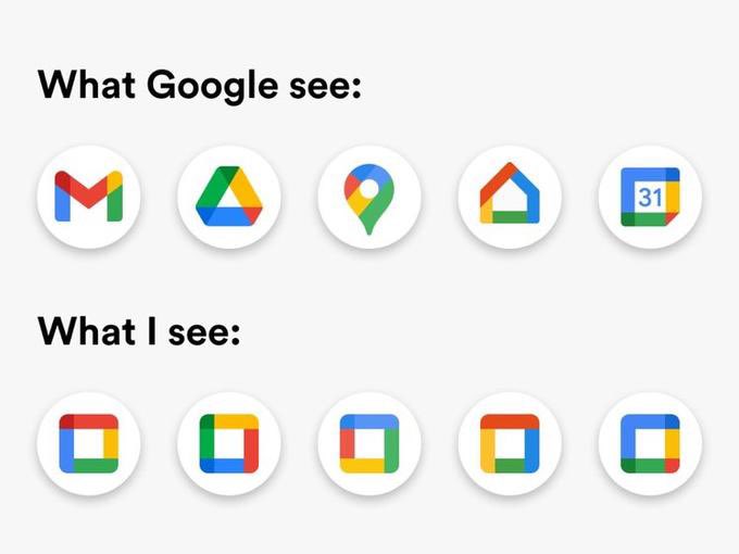 SlayerBytes's tweet photo. Now if we could just decipher which app is which 🤔🤷‍♂️ #google #logodesign #Help https://t.co/uZZIgdDTAh