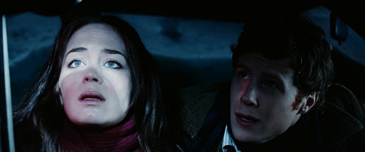 Wind Chill (2007)Two college students drive home for the holidays, but when they break down on a deserted stretch of road, they are preyed upon by the ghosts of people who have died there.Highlights: snuggly, creepy, Emily Blunt, ( my top 5 pick): Crackle, Pluto TV