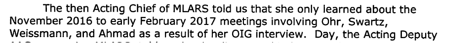 9/ Horowitz reported that the then Acting Chief of MLARS only learned of the meeting as a result of OIG investigation.