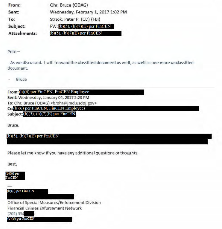 11/ now for something new - or at least, some dots not connected in Horowitz Report. JW FOI 19-cv-01082 (released Oct 2019) contained emails between Ohr and Strzok from Feb 1 - very day of meeting that none of the DOJ officials could recall anything about.