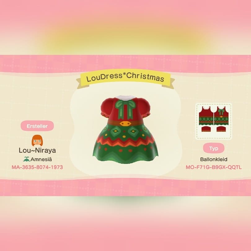 Lydia24831778's tweet photo. I designed a new dress for Christmas🎄😍♥️
#acnh #acnhdesigns #acnhdesign #acnhidea #animalcrossing #animalcrossingisland #newhorizont #acnhinspo #acnhinspiration #acnhmemes #nitendoswitch #nitendo #ACNHDesign #acnhnature #acnhwinter #acnhoutfit #acnhchristmas https://t.co/ZBZImrDHkJ