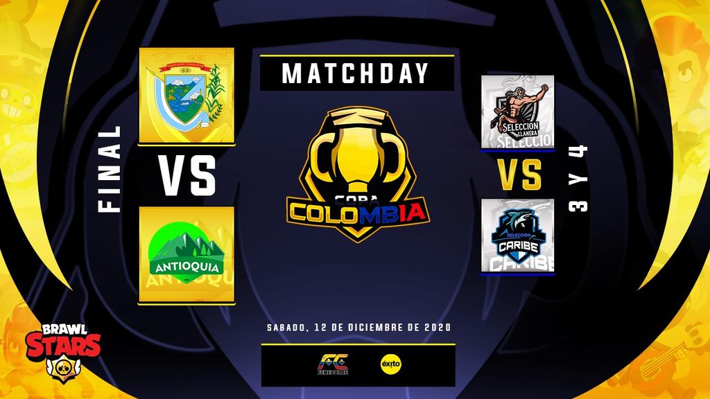 GRAN FINAL DE BRAWL STARS

Hoy terminamos esta gran aventura de muchas semanas, en donde se va a decidir quien será la mejor región del pais.

Hora: 9:00 PM
Caster: <a href="/tecnobarat/">Tecnobarat</a> 

Organiza <a href="/fedecoldeNal/">Federación Colombiana de Deportes Electrónicos</a> 
Patrocina <a href="/almacenesexito/">Éxito®</a>