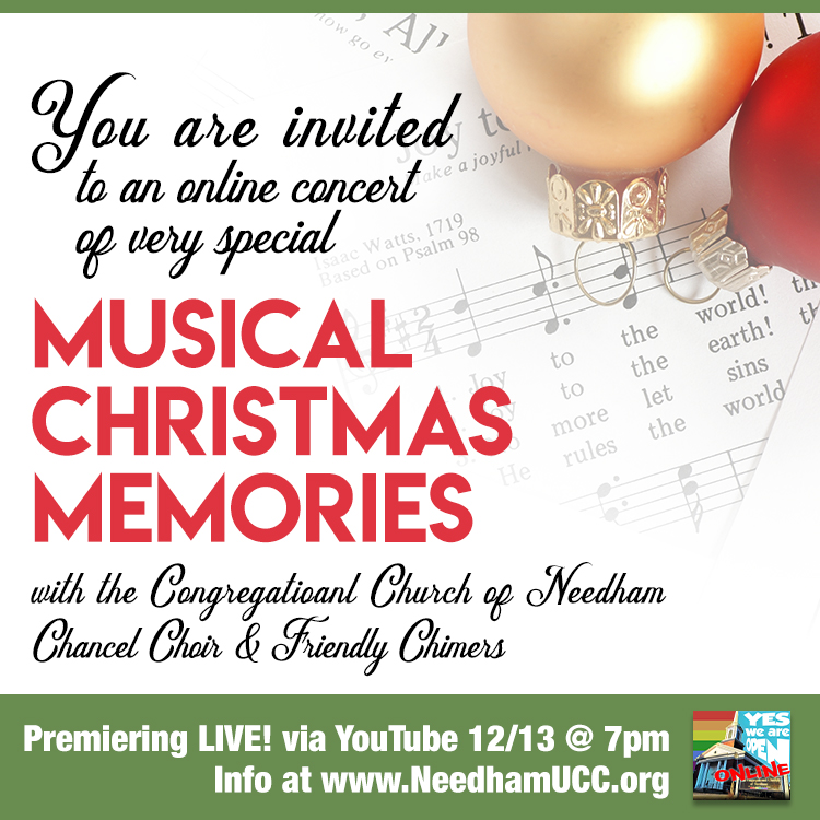 needhamucc's tweet photo. Join us online for this "best of" Christmas concerts past ft. the Chancel Choir, Friendly Chimers, soloists, and instrumentalists. Participate live in the event premier THIS SUNDAY 12/13 @ 7pm on YouTube at  https://t.co/mJkSdKU90J. (Concert then will be available anytime after) https://t.co/E7vgxrRVjz